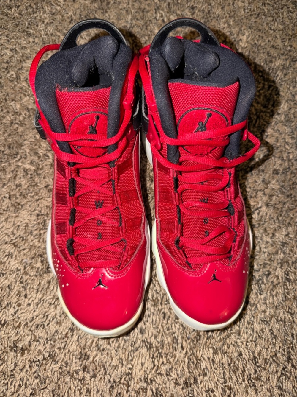 Jordan Kids Red and Black High-Top Basketball Sneakers